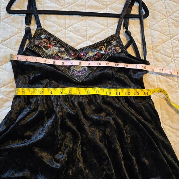 Somedays Lovin Erin Maxi Dress S Black Velvet Embroider Dark Romantic Whimsigoth - Picture 7 of 16
